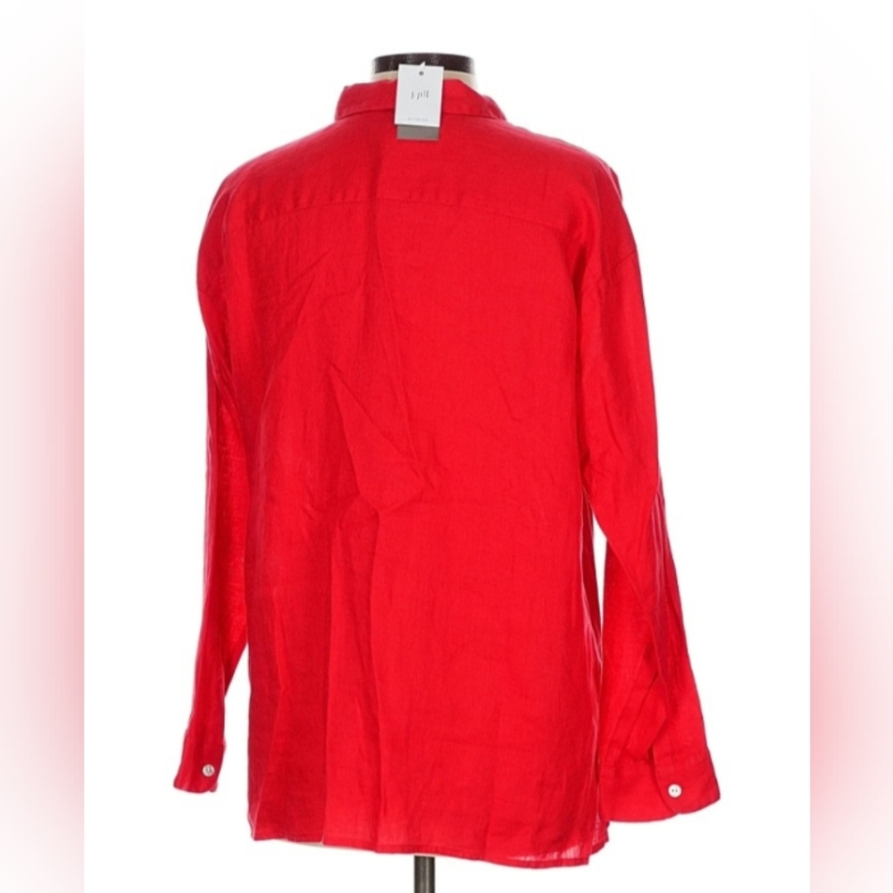 J Jill 100% Linen NEW Geranium Red Size Lp NWT - Picture 4 of 8